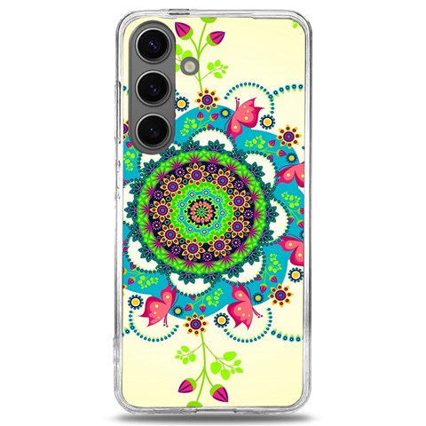 Mandala Flowers, Abstract, Butterflies, Floral, Pattern Samsung Galaxy S24 6.2 Inch TPU UV Case from ArtsNow.com Front