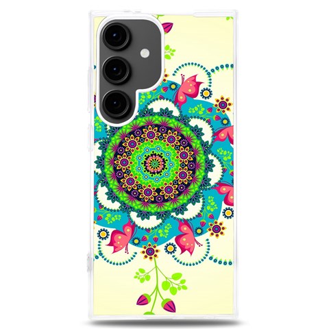 Mandala Flowers, Abstract, Butterflies, Floral, Pattern Samsung Galaxy S24 Plus 6.7 Inch TPU UV Case from ArtsNow.com Front