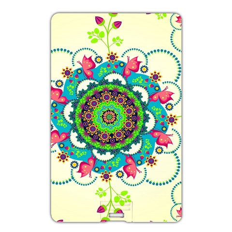 Mandala Flowers, Abstract, Butterflies, Floral, Pattern Name Card Style USB Flash Drive from ArtsNow.com Back