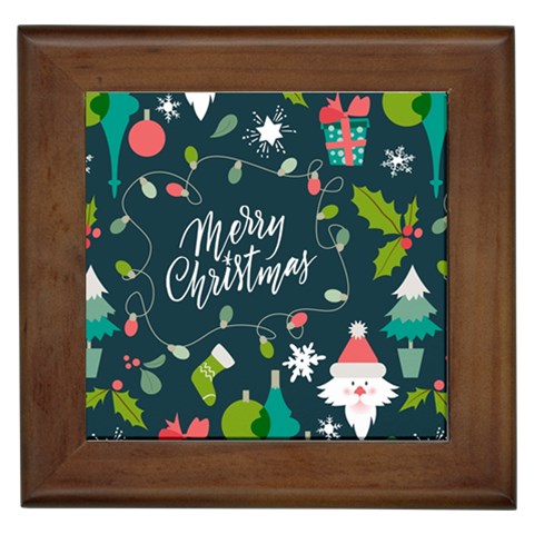 Merry Christmas, Happy New Year, Christmas Seamless Texture Framed Tile from ArtsNow.com Front