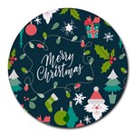 Merry Christmas, Happy New Year, Christmas Seamless Texture Round Mousepad