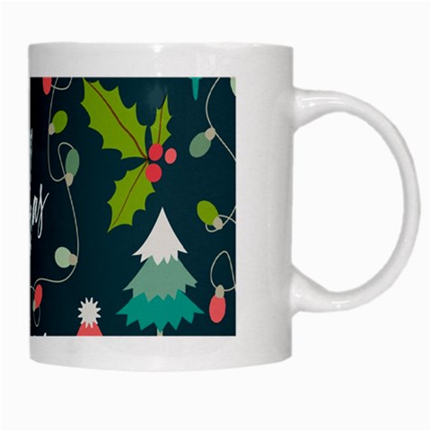 Merry Christmas, Happy New Year, Christmas Seamless Texture White Mug from ArtsNow.com Right