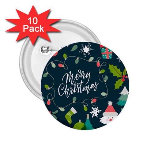 Merry Christmas, Happy New Year, Christmas Seamless Texture 2.25  Buttons (10 pack)  from ArtsNow.com Front