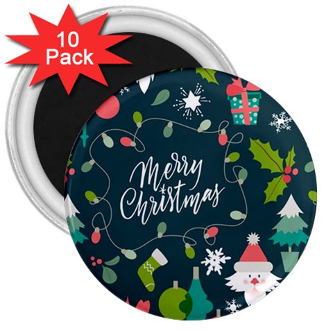 Merry Christmas, Happy New Year, Christmas Seamless Texture 3  Magnets (10 pack)  from ArtsNow.com Front