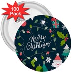 Merry Christmas, Happy New Year, Christmas Seamless Texture 3  Buttons (100 pack) 