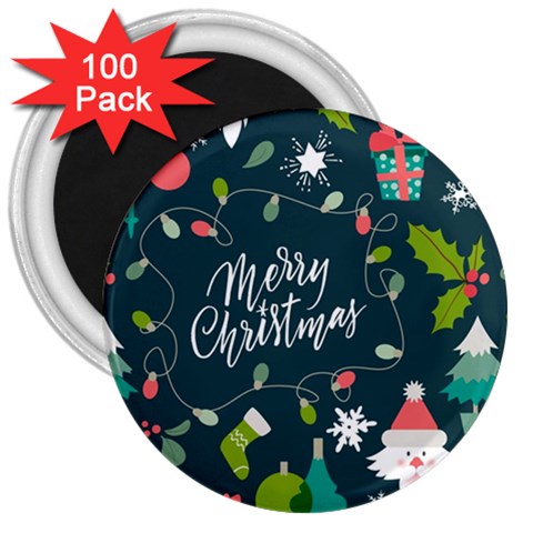 Merry Christmas, Happy New Year, Christmas Seamless Texture 3  Magnets (100 pack) from ArtsNow.com Front