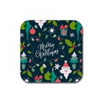 Merry Christmas, Happy New Year, Christmas Seamless Texture Rubber Coaster (Square)