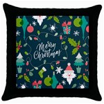 Merry Christmas, Happy New Year, Christmas Seamless Texture Throw Pillow Case (Black)