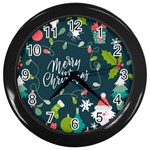 Merry Christmas, Happy New Year, Christmas Seamless Texture Wall Clock (Black)