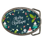 Merry Christmas, Happy New Year, Christmas Seamless Texture Belt Buckles