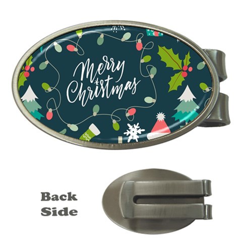 Merry Christmas, Happy New Year, Christmas Seamless Texture Money Clips (Oval)  from ArtsNow.com Front