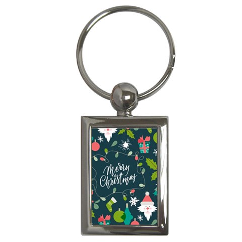 Merry Christmas, Happy New Year, Christmas Seamless Texture Key Chain (Rectangle) from ArtsNow.com Front