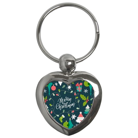 Merry Christmas, Happy New Year, Christmas Seamless Texture Key Chain (Heart) from ArtsNow.com Front