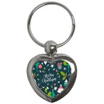 Merry Christmas, Happy New Year, Christmas Seamless Texture Key Chain (Heart)