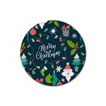 Merry Christmas, Happy New Year, Christmas Seamless Texture Rubber Coaster (Round)