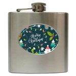 Merry Christmas, Happy New Year, Christmas Seamless Texture Hip Flask (6 oz)