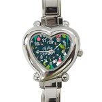 Merry Christmas, Happy New Year, Christmas Seamless Texture Heart Italian Charm Watch