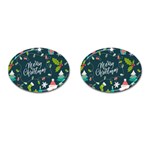 Merry Christmas, Happy New Year, Christmas Seamless Texture Cufflinks (Oval)