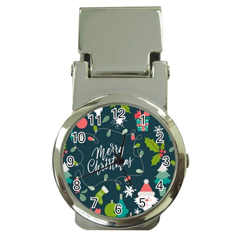 Merry Christmas, Happy New Year, Christmas Seamless Texture Money Clip Watches from ArtsNow.com Front