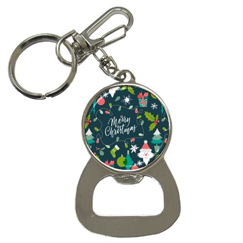 Merry Christmas, Happy New Year, Christmas Seamless Texture Bottle Opener Key Chain from ArtsNow.com Front