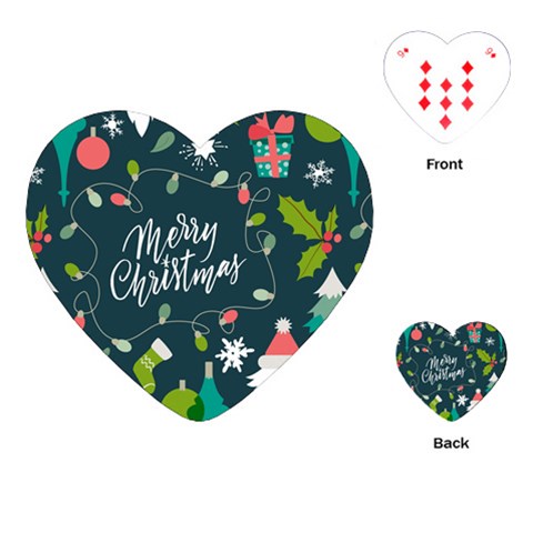 Merry Christmas, Happy New Year, Christmas Seamless Texture Playing Cards Single Design (Heart) from ArtsNow.com Front