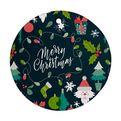 Merry Christmas, Happy New Year, Christmas Seamless Texture Round Ornament (Two Sides) from ArtsNow.com Back