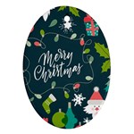 Merry Christmas, Happy New Year, Christmas Seamless Texture Oval Ornament (Two Sides)