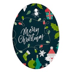 Merry Christmas, Happy New Year, Christmas Seamless Texture Oval Ornament (Two Sides) from ArtsNow.com Back