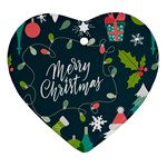 Merry Christmas, Happy New Year, Christmas Seamless Texture Heart Ornament (Two Sides)