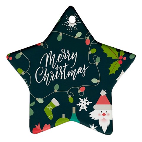 Merry Christmas, Happy New Year, Christmas Seamless Texture Star Ornament (Two Sides) from ArtsNow.com Front