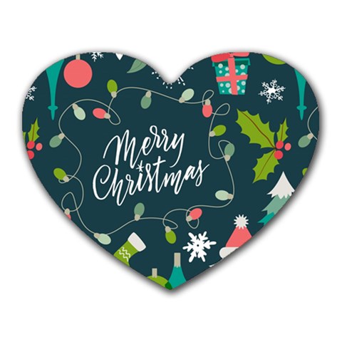 Merry Christmas, Happy New Year, Christmas Seamless Texture Heart Mousepad from ArtsNow.com Front