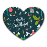 Merry Christmas, Happy New Year, Christmas Seamless Texture Heart Mousepad