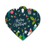 Merry Christmas, Happy New Year, Christmas Seamless Texture Dog Tag Heart (One Side)