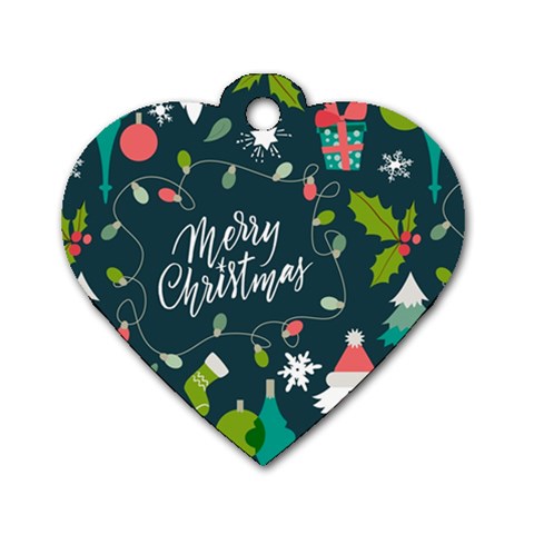 Merry Christmas, Happy New Year, Christmas Seamless Texture Dog Tag Heart (Two Sides) from ArtsNow.com Front