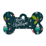 Merry Christmas, Happy New Year, Christmas Seamless Texture Dog Tag Bone (One Side)