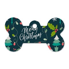 Merry Christmas, Happy New Year, Christmas Seamless Texture Dog Tag Bone (Two Sides) from ArtsNow.com Front