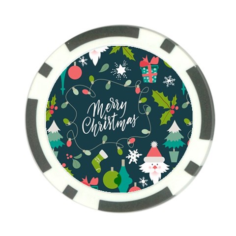 Merry Christmas, Happy New Year, Christmas Seamless Texture Poker Chip Card Guard from ArtsNow.com Front