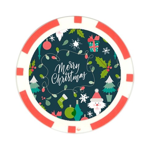 Merry Christmas, Happy New Year, Christmas Seamless Texture Poker Chip Card Guard from ArtsNow.com Front