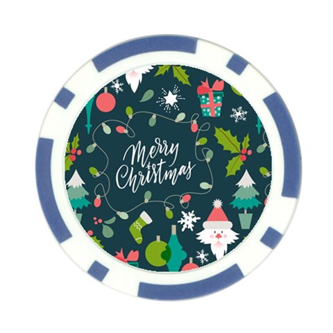 Merry Christmas, Happy New Year, Christmas Seamless Texture Poker Chip Card Guard from ArtsNow.com Front