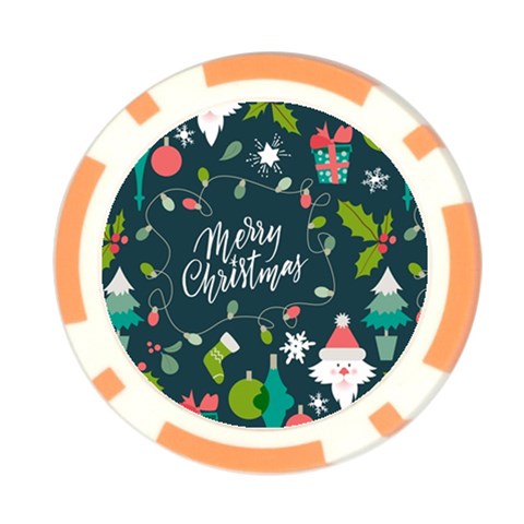 Merry Christmas, Happy New Year, Christmas Seamless Texture Poker Chip Card Guard from ArtsNow.com Front