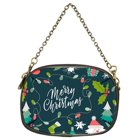 Merry Christmas, Happy New Year, Christmas Seamless Texture Chain Purse (One Side) from ArtsNow.com Front