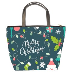 Merry Christmas, Happy New Year, Christmas Seamless Texture Bucket Bag from ArtsNow.com Back