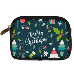 Merry Christmas, Happy New Year, Christmas Seamless Texture Digital Camera Leather Case from ArtsNow.com Front