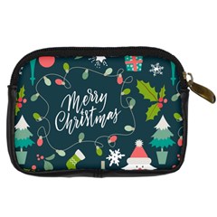 Merry Christmas, Happy New Year, Christmas Seamless Texture Digital Camera Leather Case from ArtsNow.com Back