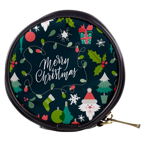 Merry Christmas, Happy New Year, Christmas Seamless Texture Mini Makeup Bag from ArtsNow.com Front