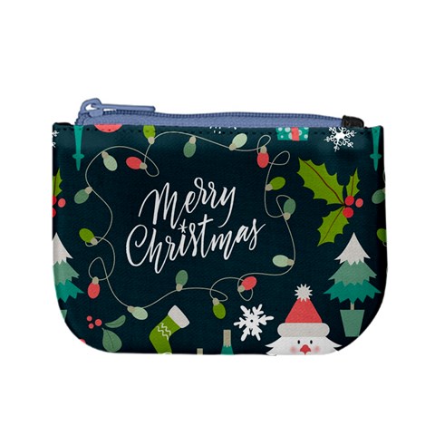 Merry Christmas, Happy New Year, Christmas Seamless Texture Mini Coin Purse from ArtsNow.com Front