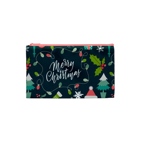 Merry Christmas, Happy New Year, Christmas Seamless Texture Cosmetic Bag (Small) from ArtsNow.com Front