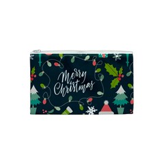 Merry Christmas, Happy New Year, Christmas Seamless Texture Cosmetic Bag (Small) from ArtsNow.com Front