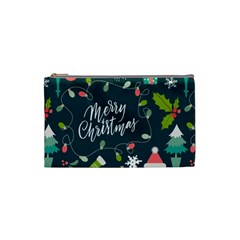 Merry Christmas, Happy New Year, Christmas Seamless Texture Cosmetic Bag (Small) from ArtsNow.com Front