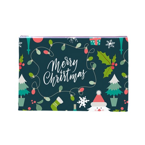 Merry Christmas, Happy New Year, Christmas Seamless Texture Cosmetic Bag (Large) from ArtsNow.com Front